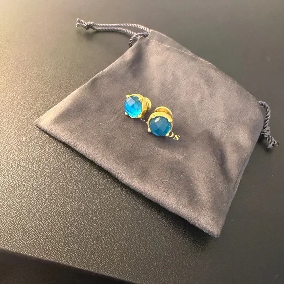 Julie Vos Gold and Blue Stud Earrings - Picture 2 of 2